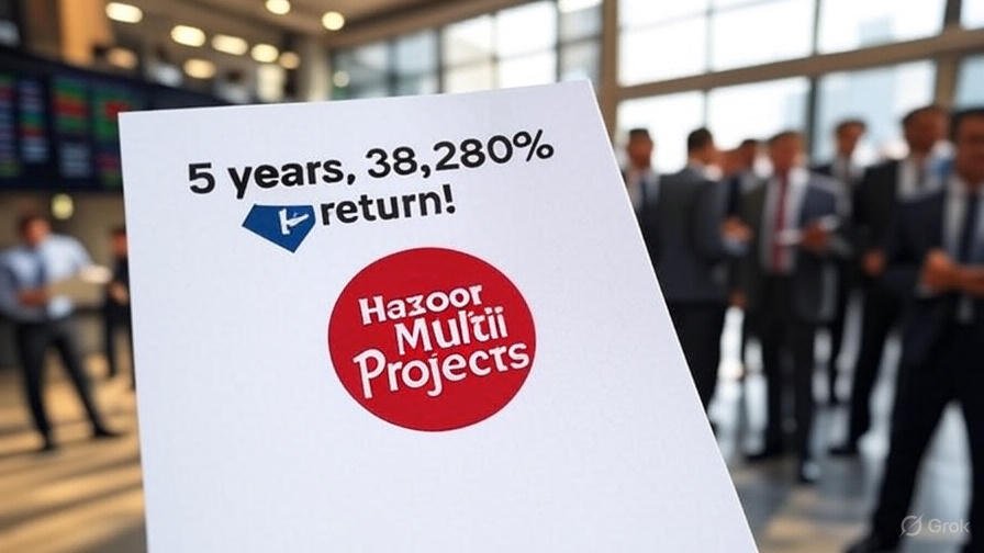 5 साल में 38,280% रिटर्न! Hazoor Multi Projects शेयर ने मचाया तहलका, नया अपडेट लाया रॉकेट जैसी तेजी, FII का भारी निवेश