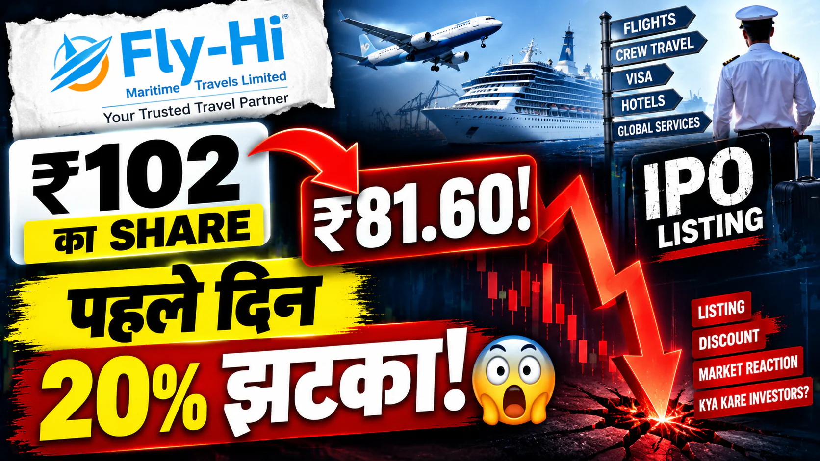 ₹102 का SHARE → ₹81.60! 😱 पहले दिन 20% झटका!
